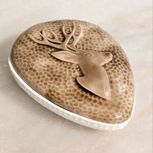 Vintage Waldron Deer Handcrafted Ceramic Trinket Box